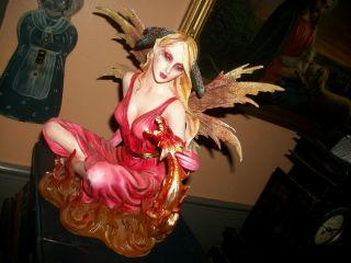 Fairy And Dragon Figure - Large Pc.  Heavy Resin,  Exc.  Cond.