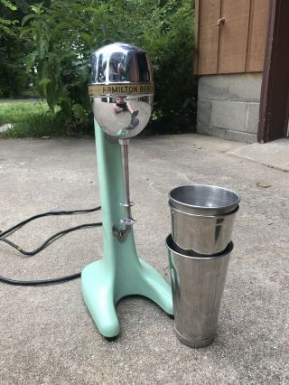 Vintage Hamilton Beach Milkshake Mixer Model 30 Green Parts/repair With Cups