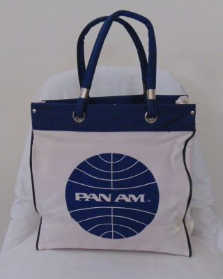 Vintage Pan Am Carryon Overnight Bag Slight Coloring And Stiffness White