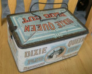 Rare Vintage Tobacco Tin Dixie Queen Plug Cut Lunch Pail Style