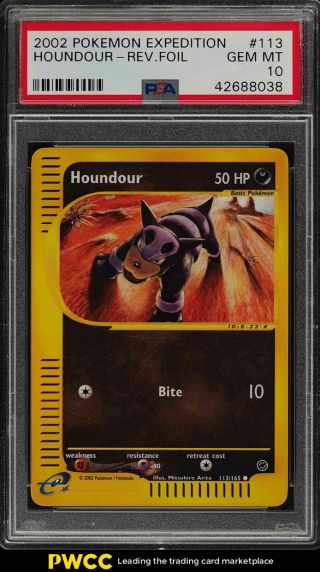 2002 Pokemon Expedition Reverse Foil Houndour 113 Psa 10 Gem (pwcc)