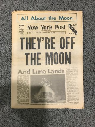 Apollo 11 July 21,  1969 Ny Post Newspaper