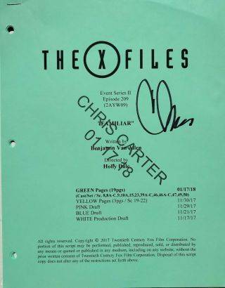 The X Files - Event Series Ii Episode 209 " Familar " Signed By Chris Carter "