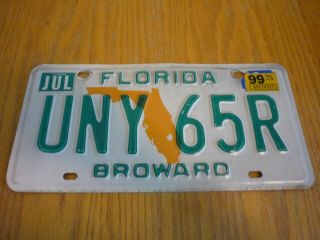 Florida License Plate Uny 65r Expired 1999