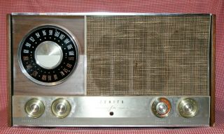 Vintage Zenith Mj1035 Tube Radio Large Wood Tabletop Am/fm/stereo Radio