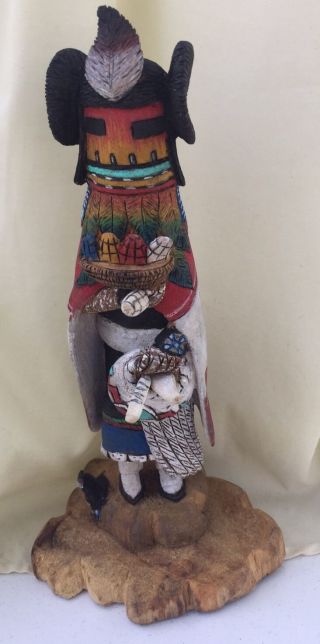 Hopi Carved 9.  5 " Hopi Corn Maiden Kachina Doll Sculpture By Marlon Huma 1st Mesa