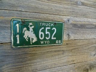1966 Wyoming License Plate In Found Rustic Look Or Restore.