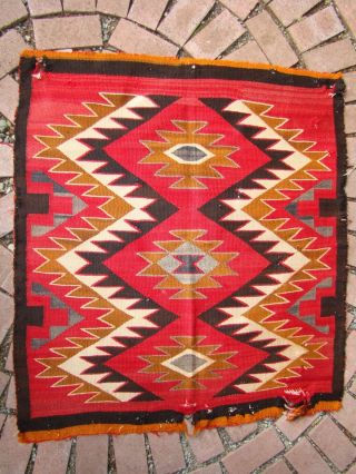 Antique Navajo Rug Red Mesa Native American Shabby Chic Cabin Weaving Blanket