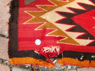 Antique Navajo Rug Red Mesa Native American Shabby Chic Cabin Weaving Blanket 2