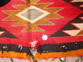 Antique Navajo Rug Red Mesa Native American Shabby Chic Cabin Weaving Blanket 3