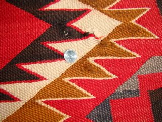 Antique Navajo Rug Red Mesa Native American Shabby Chic Cabin Weaving Blanket 4