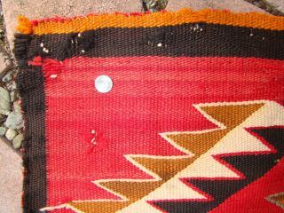 Antique Navajo Rug Red Mesa Native American Shabby Chic Cabin Weaving Blanket 6