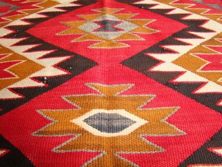 Antique Navajo Rug Red Mesa Native American Shabby Chic Cabin Weaving Blanket 7