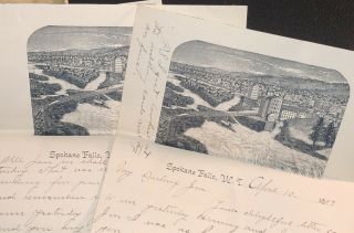 Cover W 3 Letterheads Spokane Falls Washington Territory View Of City 1889 Pm