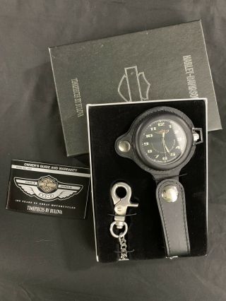 Harley Davidson 100th Anniversary Bulova Black Face Pocket Watch In The Box