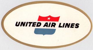 Vintage 1955 United Air Lines Usa Airline Luggage Label