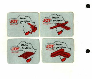 Rare Set Of 4 South Africa Joy Coal Mining Stickers 442