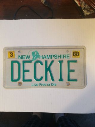 1988 Hampshire " Old Man Of The Mountain " Vanity License Plate (deckie)