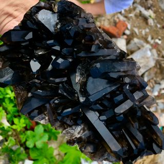 3.  59LB Natural Black Quartz Crystal Cluster Mineral Specimen Rare 757 6