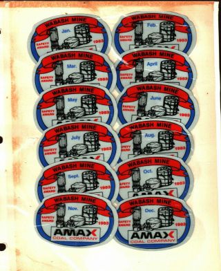 Rare Set Of 12 Amax Coal Co.  Coal Mining Stickers 935