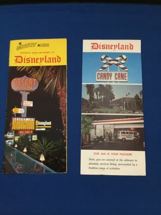 2 Vintage Pamphlets Motels Disneyland Candy Cane & Desert In
