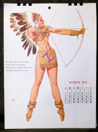 Vintage 1955 Esquire Calendar Eleven Pin Up Petty Girls Artist Drawing
