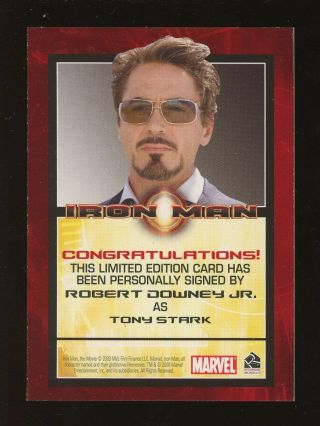 2008 Marvel Rittenhouse Iron Man Robert Downey Jr.  as Tony Stark AUTO SP 2