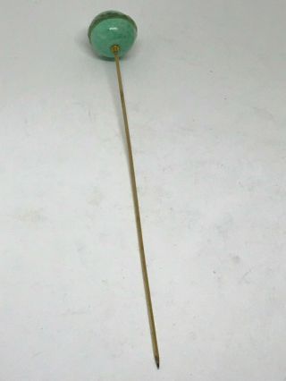 Antique Hat Pin Soft Minty - green Sphere Elegant Crystal.  Collectible 4