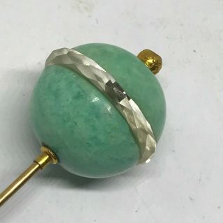 Antique Hat Pin Soft Minty - green Sphere Elegant Crystal.  Collectible 5
