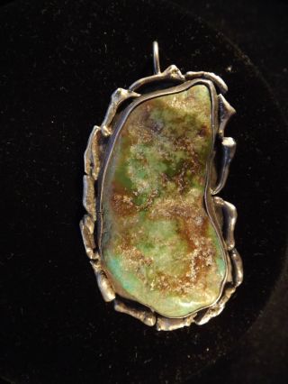 A Navajo Pendant Royston? Turquoise And Silver 2&1/2 " X 1 & 1/4 " Overall