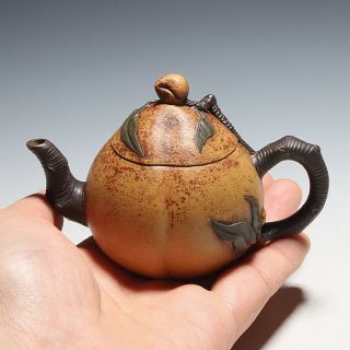 Oldzisha - China Yixing Zisha Pottery Small Peach Teapot By Master Jiangrong,  1980 