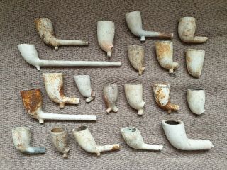 Selection Of 20 Victorian Clay Tobacco Pipes