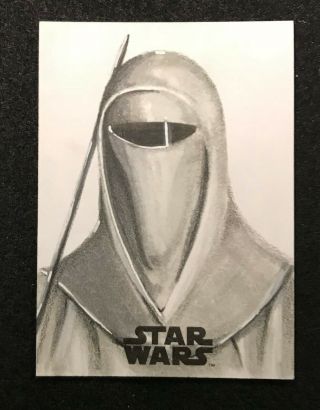 2018 Topps Star Wars Galaxy Sketch 1/1 Tim Dowler Royal Imperial Guard (jc)