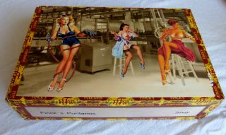 Wooden Cigar Box,  Man Cave Item,  Vintage Pinup Images Of Girls (factory)