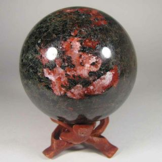 2.  6 " Amphibole Crystal Sphere Ball W/ Stand - Madagascar - 68mm - 1.  2 Lbs.
