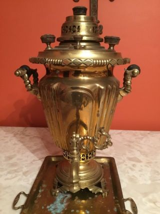 Large Antique Russian Samovar With Tray Anekcnu 2