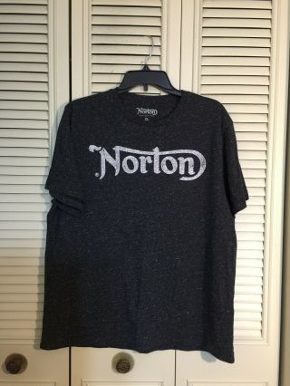 Norton Motorcycle T Shirt Sz Xl Black Speckled Short Sleeve Shirt
