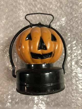 Vintage Halloween Glass Light Shade Pumpkin Jack O Old World Lantern