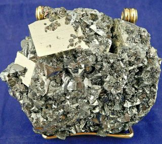 A Big Sphalerite Crystal Cluster On Big Pyrite Crystal Cubes Peru 1001gr E
