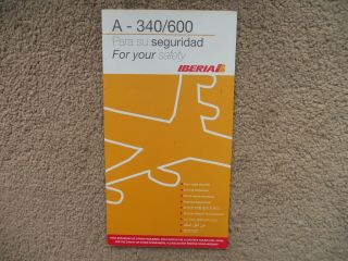Iberia Airbus A340 600 Airline Safety Card