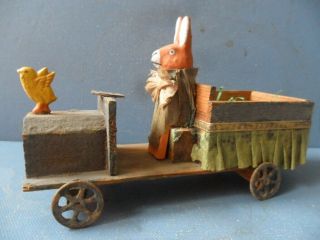 Old Candy Container Easter Hare German Ca: 1915 Rabbit In Car Rare With Emily