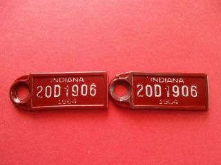 Matching 1964 Indiana Dav License Plate Key Return Tags