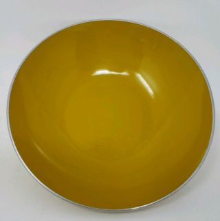 Vintage Emalox Mid - Century Modern Metallic Yellow Enamel Bowl From Norway
