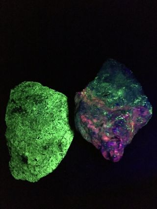 2 Giant Fluorescent Mineral Rocks Sterling Hill Mine Nj 15.  5 Lbs 1950s