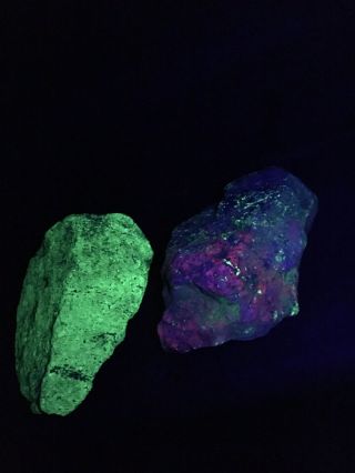 2 Giant Fluorescent Mineral Rocks Sterling Hill Mine NJ 15.  5 Lbs 1950s 2