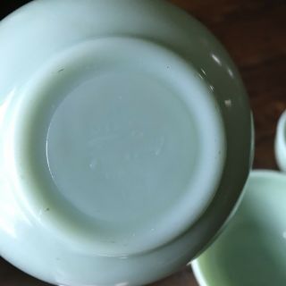 Vintage Green Jadite Milk Glass Mixing Set Serving Bowl Bead Rim 5” 6” 7” 2