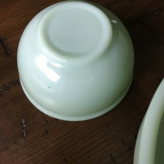 Vintage Green Jadite Milk Glass Mixing Set Serving Bowl Bead Rim 5” 6” 7” 3