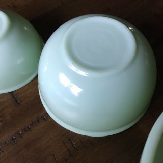 Vintage Green Jadite Milk Glass Mixing Set Serving Bowl Bead Rim 5” 6” 7” 4