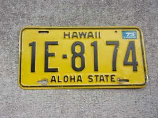 Hawaii 1973 Aloha State License Plate 1e - 8174