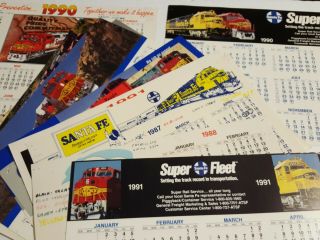 Vintage Advertising Wall Calendar Cards 1987 - 1995 Santa Fe Railroad Train Topeka